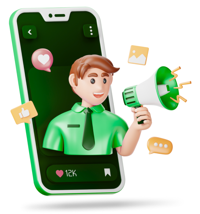 Curator with megaphone